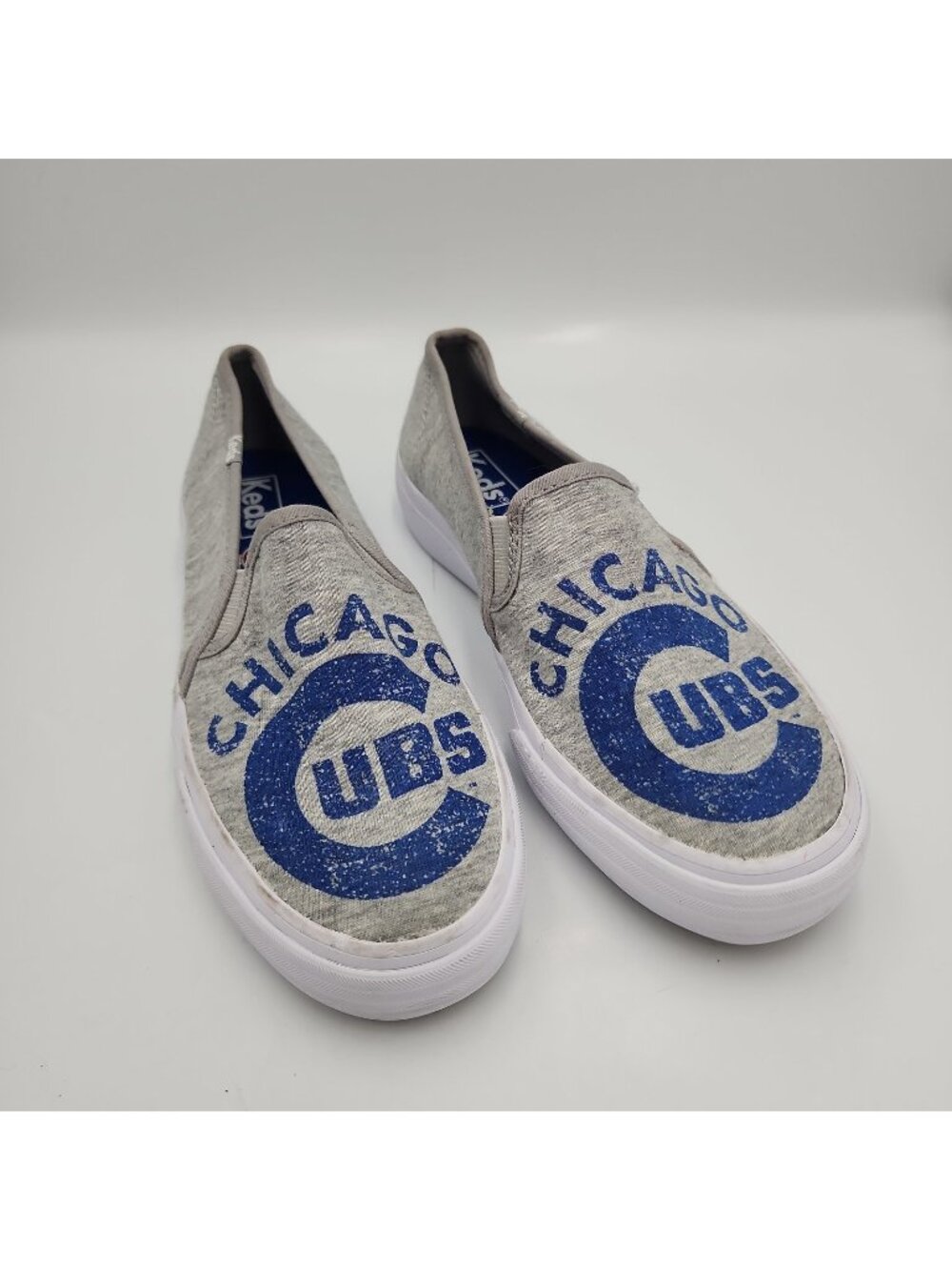 Keds Chicago Cubs Shoes Womens 6 Gray Slip On MLB Baseball Casual Ortholite